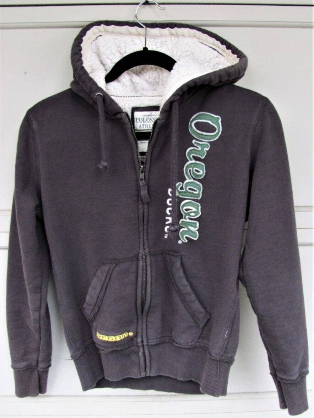 University Of Oregon Ducks Hooded Sweatshirt Jacket Front Pocket Embossed Small